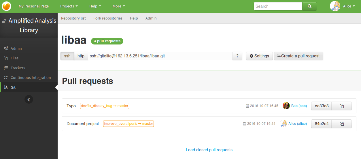 Pull requests home page