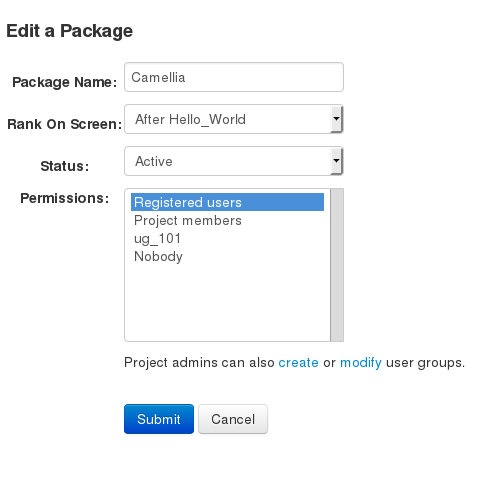 Package editing of the Camellia package