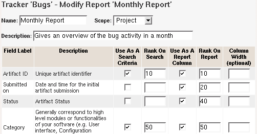 Setting a Tracker Report