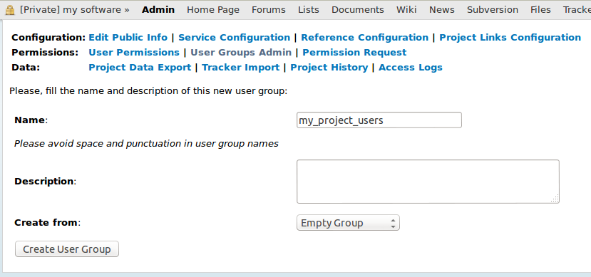 User Group Creation